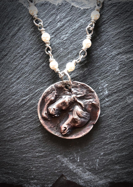 Pharaoh's Horses Large Bas Relief Pendant
