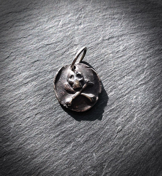 Skull and Cross Bas Relief Pendant